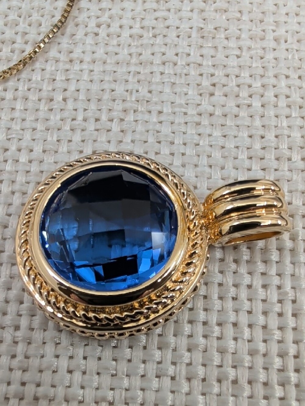 Technibond 18kt Gold Bonded 925 Sterling Tanzanite Etruscan Pendant 18" - Picture 15 of 17